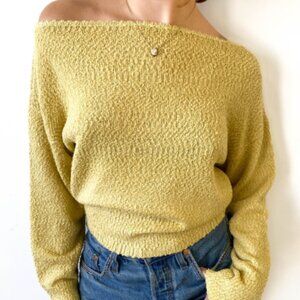 Light Yellow Off Shoulder Sweater SM NWT